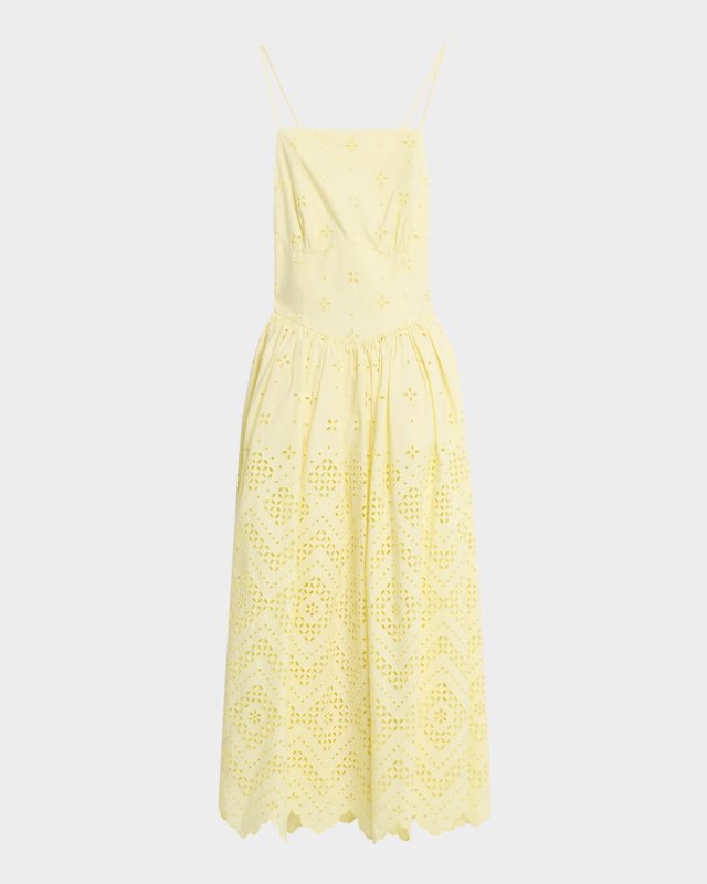 Embroidered Cotton Midi Dress
